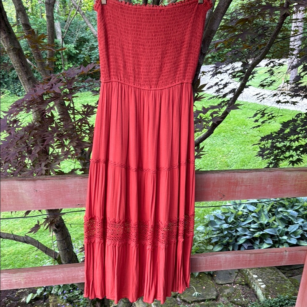 NWT beautiful rust orange, strapless, Maxi Dress/Cover-up, size XL